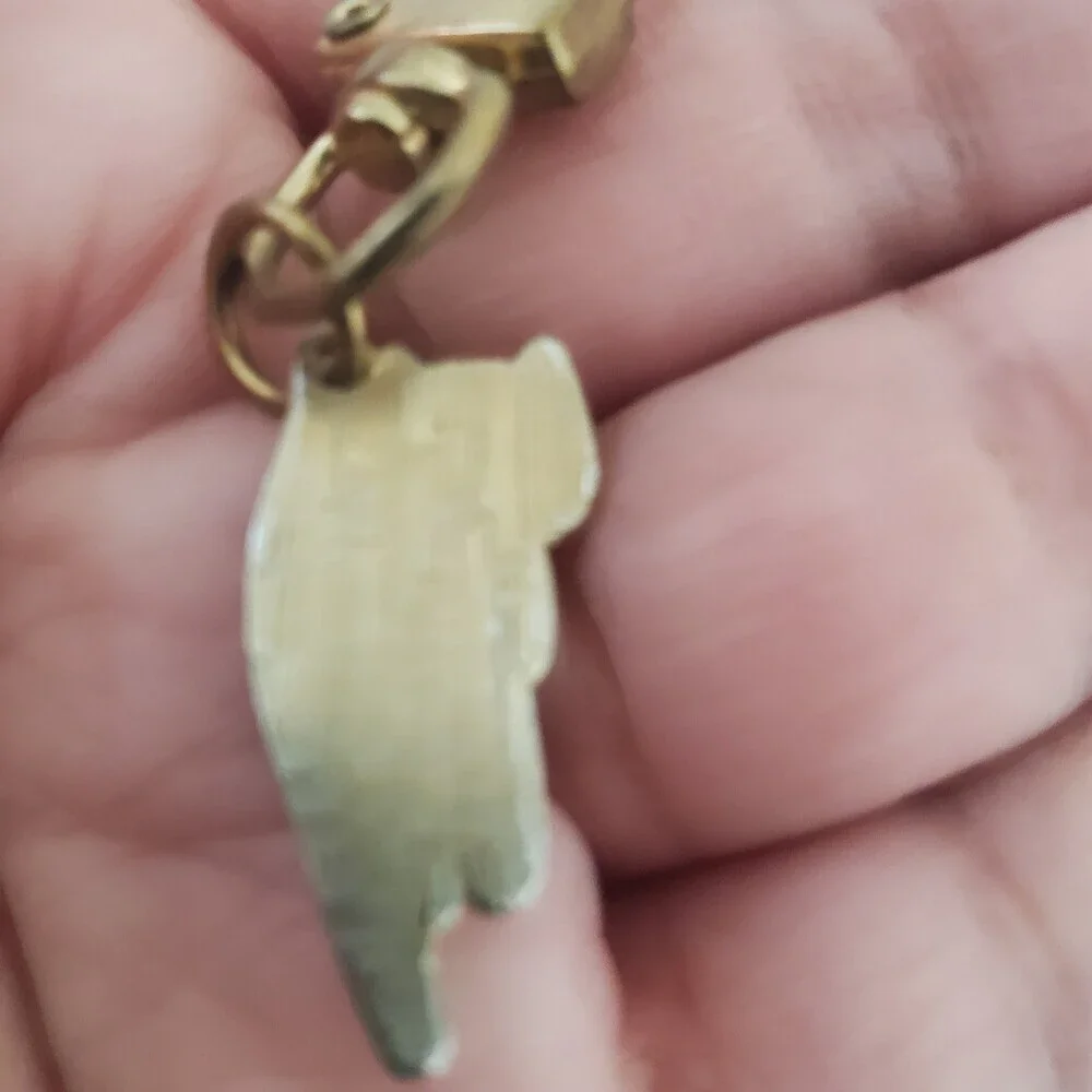 Cute Calico Cat Keychain Lobster Clasp Charm Gold Tone Modern Collectible